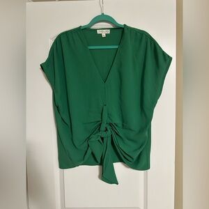 She + Sky Emerald Tie-Front Blouse